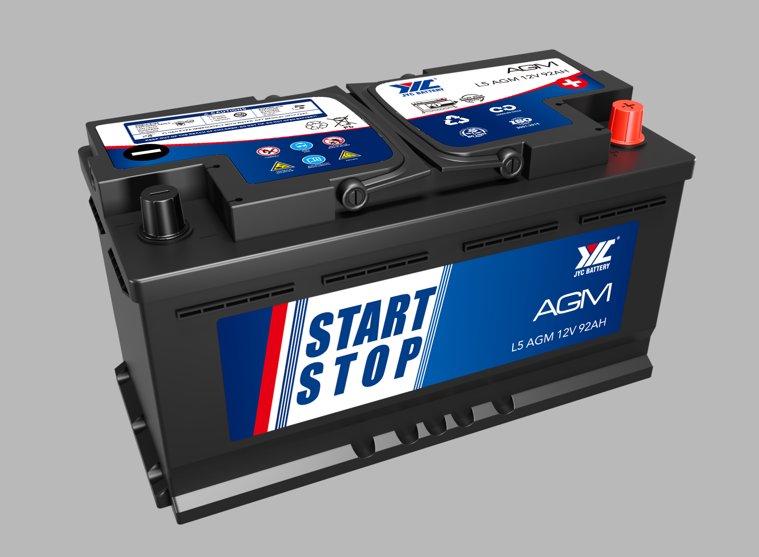 6-QTF-92 12V92AH - Autobatterie 12V 92Ah Start Stop AGM Batterie für Autos  - JYC Battery